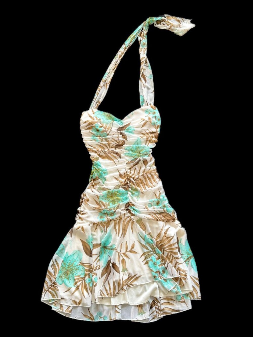 Vintage Tropical Print Halter Dress, circa 2006.
